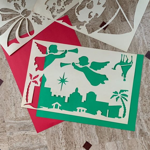 VTG DoublGlo Christmas Stencils Window Spray Snow Decorations 60s Retro - Picture 4 of 8